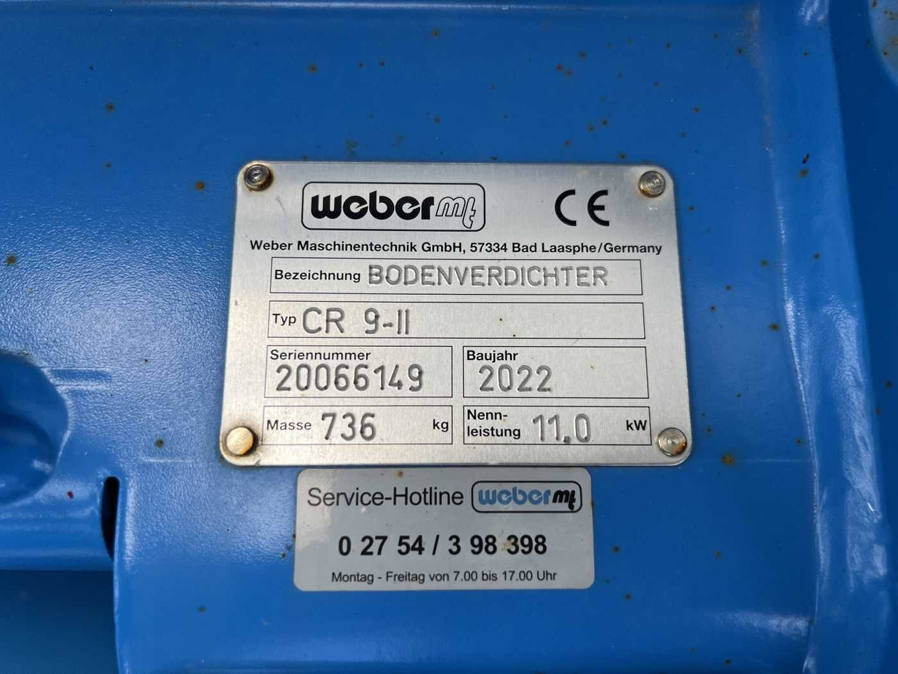 Vibro ploča Weber CR 9 Hatz-Diesel / 736kg / E-Start / DEMO: slika Vibro ploča Weber CR 9 Hatz-Diesel / 736kg / E-Start / DEMO