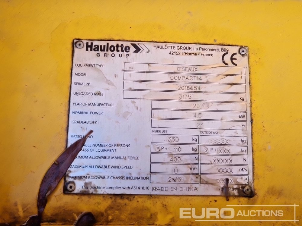 Podizna platforma 2017 Haulotte Compact 14: slika Podizna platforma 2017 Haulotte Compact 14