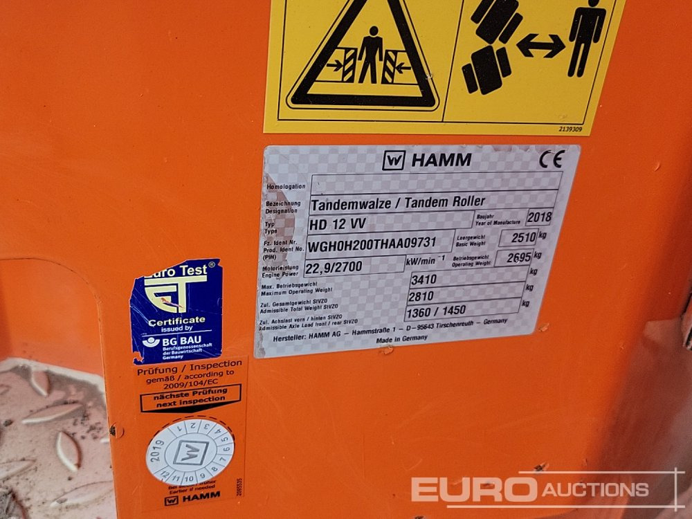 Valjak 2018 Hamm HD12VV: slika Valjak 2018 Hamm HD12VV