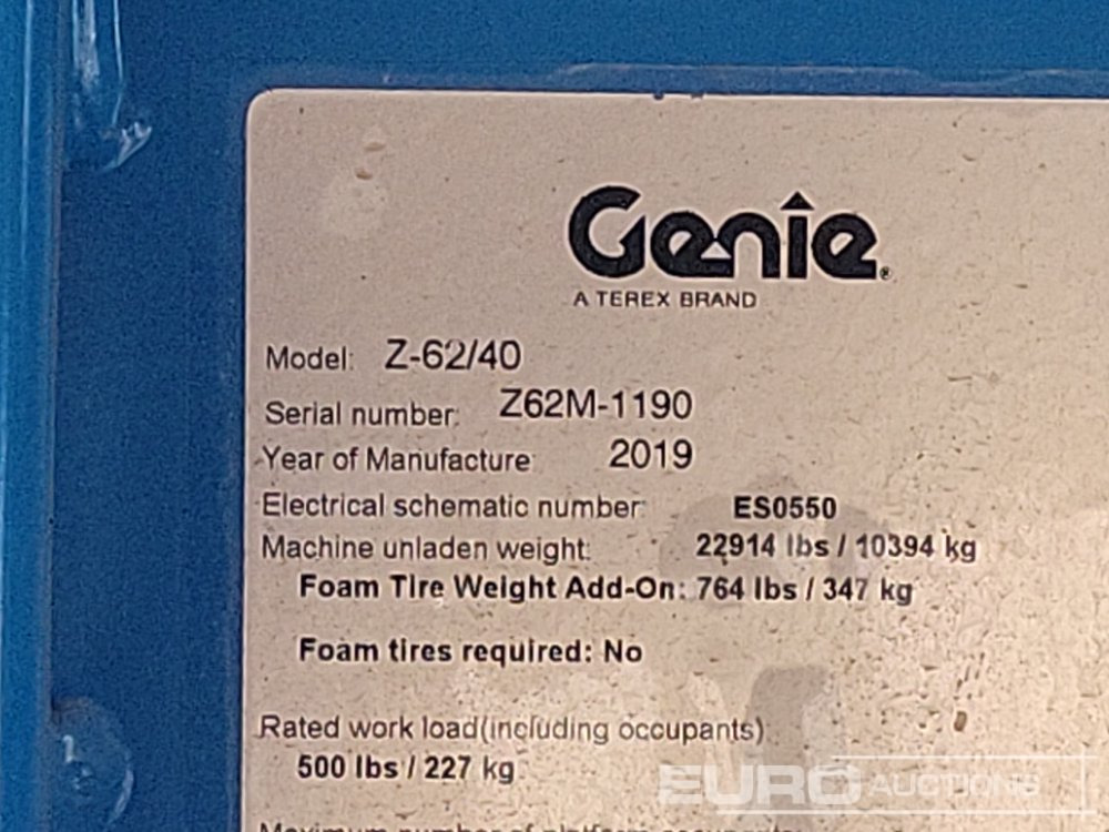Podizna platforma 2019 Genie Z-62/40: slika Podizna platforma 2019 Genie Z-62/40