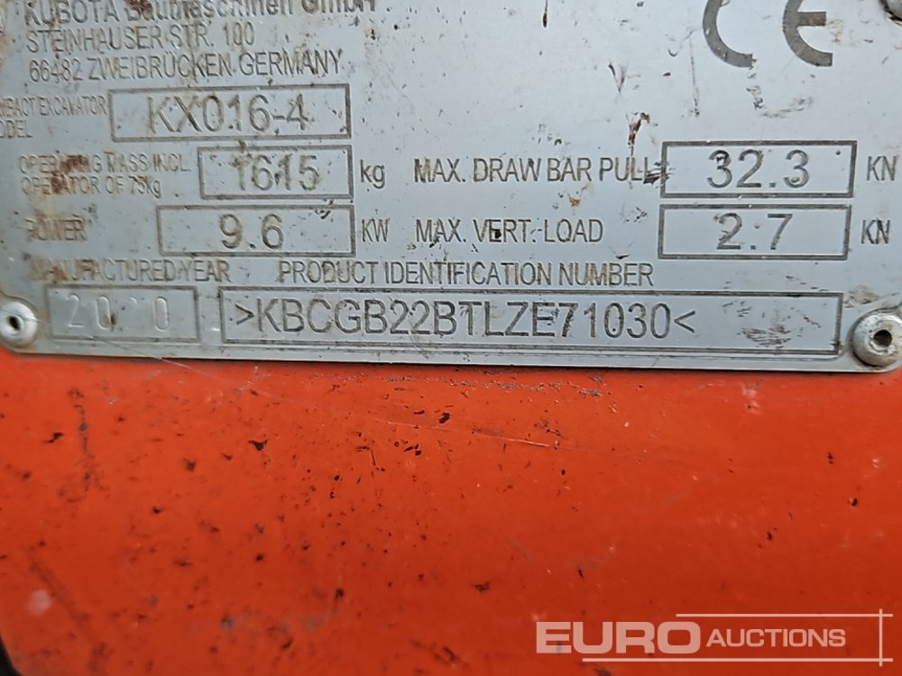 Mini bager 2020 Kubota KX016-4: slika Mini bager 2020 Kubota KX016-4 Mini bager 2020 Kubota KX016-4: slika Mini bager 2020 Kubota KX016-4