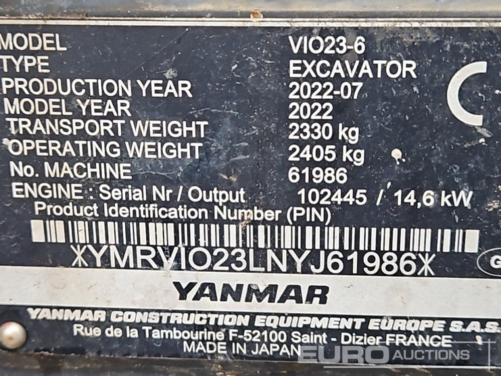 Mini bager 2022 Yanmar VIO23-6: slika Mini bager 2022 Yanmar VIO23-6