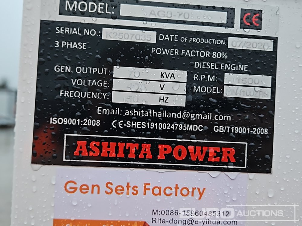 Generatorski set Unused 2025 Ashita Power AG3-70: slika Generatorski set Unused 2025 Ashita Power AG3-70