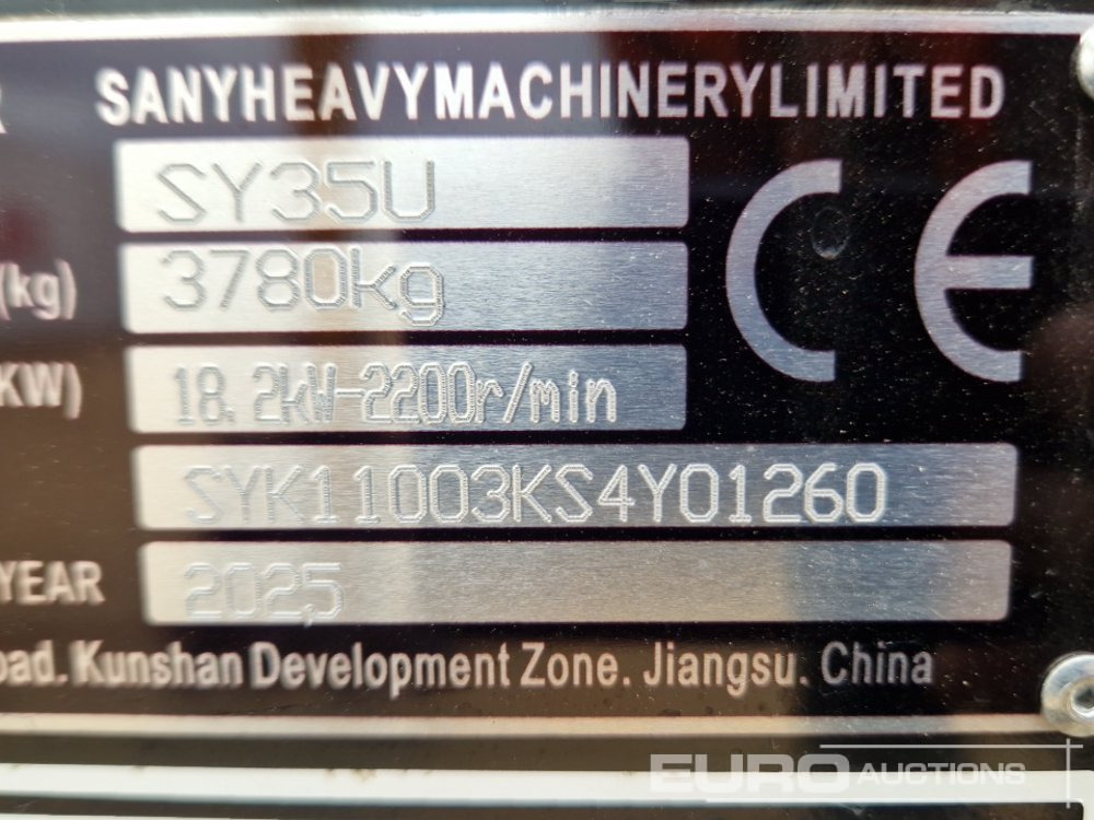 Mini bager Unused 2025 Sany SY35U: slika Mini bager Unused 2025 Sany SY35U