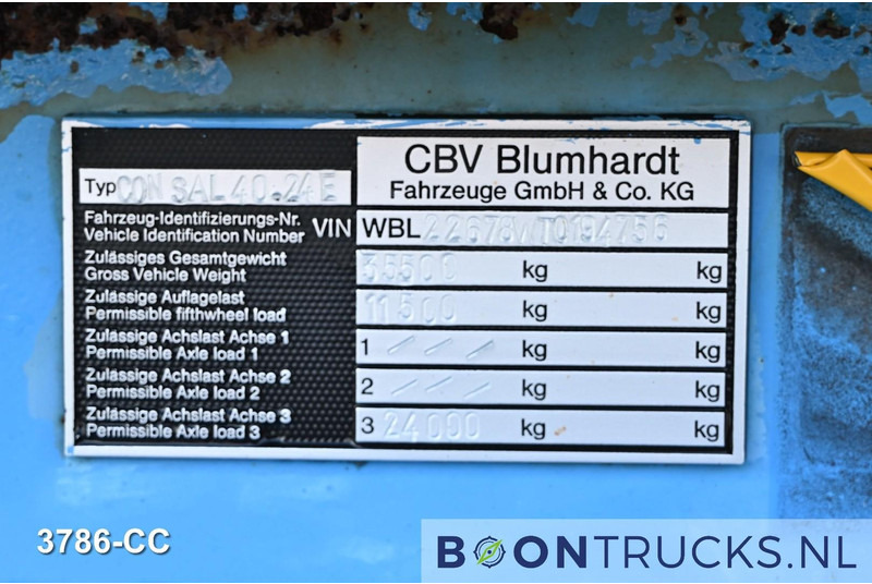 Transporter kontejnera/ Poluprikolica s izmjenjivim sanducima Blumhardt Cont.-Sal 40.24 E FIXED CHASSIS | 2x20-30-40ft * STEEL SUSPENSION * 5450 KG * BPW: slika Transporter kontejnera/ Poluprikolica s izmjenjivim sanducima Blumhardt Cont.-Sal 40.24 E FIXED CHASSIS | 2x20-30-40ft * STEEL SUSPENSION * 5450 KG * BPW