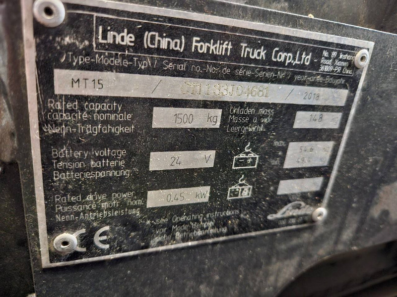 Linde MT15 - Paletni viličar: slika Linde MT15 - Paletni viličar Linde MT15 - Paletni viličar: slika Linde MT15 - Paletni viličar