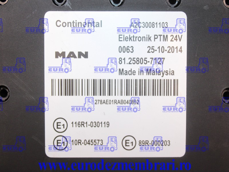 CALCULATOR PTM MAN TGX 81.25805.7127 - Upravljačka jedinica (ECU) za Kamion: slika CALCULATOR PTM MAN TGX 81.25805.7127 - Upravljačka jedinica (ECU) za Kamion CALCULATOR PTM MAN TGX 81.25805.7127 - Upravljačka jedinica (ECU) za Kamion: slika CALCULATOR PTM MAN TGX 81.25805.7127 - Upravljačka jedinica (ECU) za Kamion