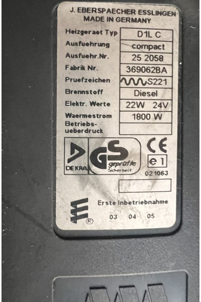 Eberspächer D1L C - Grijanje/ Ventilacija: slika Eberspächer D1L C - Grijanje/ Ventilacija Eberspächer D1L C - Grijanje/ Ventilacija: slika Eberspächer D1L C - Grijanje/ Ventilacija