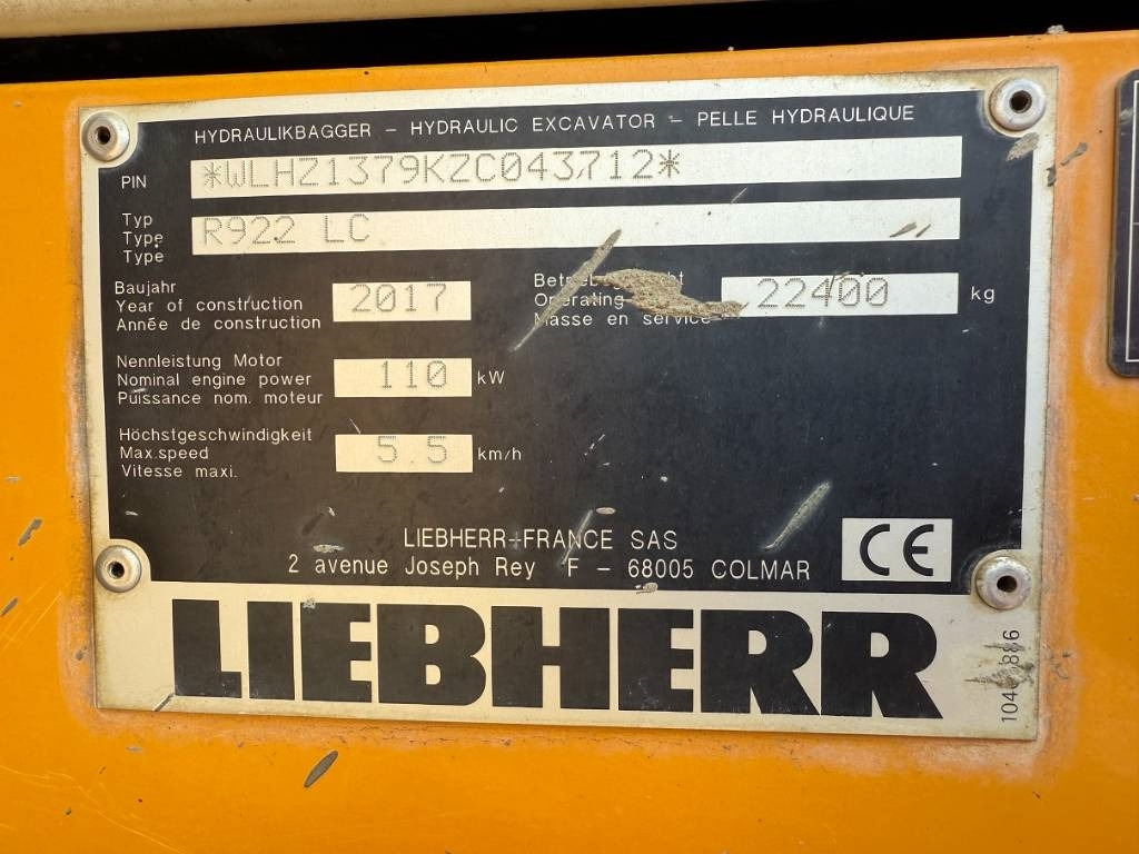 Liebherr R922 LC - Bager gusjeničar: slika Liebherr R922 LC - Bager gusjeničar Liebherr R922 LC - Bager gusjeničar: slika Liebherr R922 LC - Bager gusjeničar