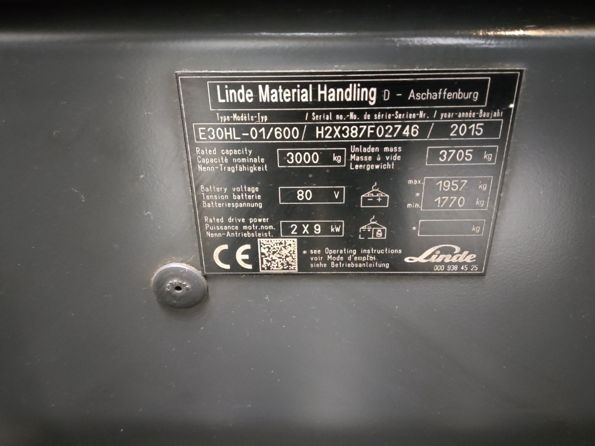 Električni viličar Linde E30HL-01/600: slika Električni viličar Linde E30HL-01/600