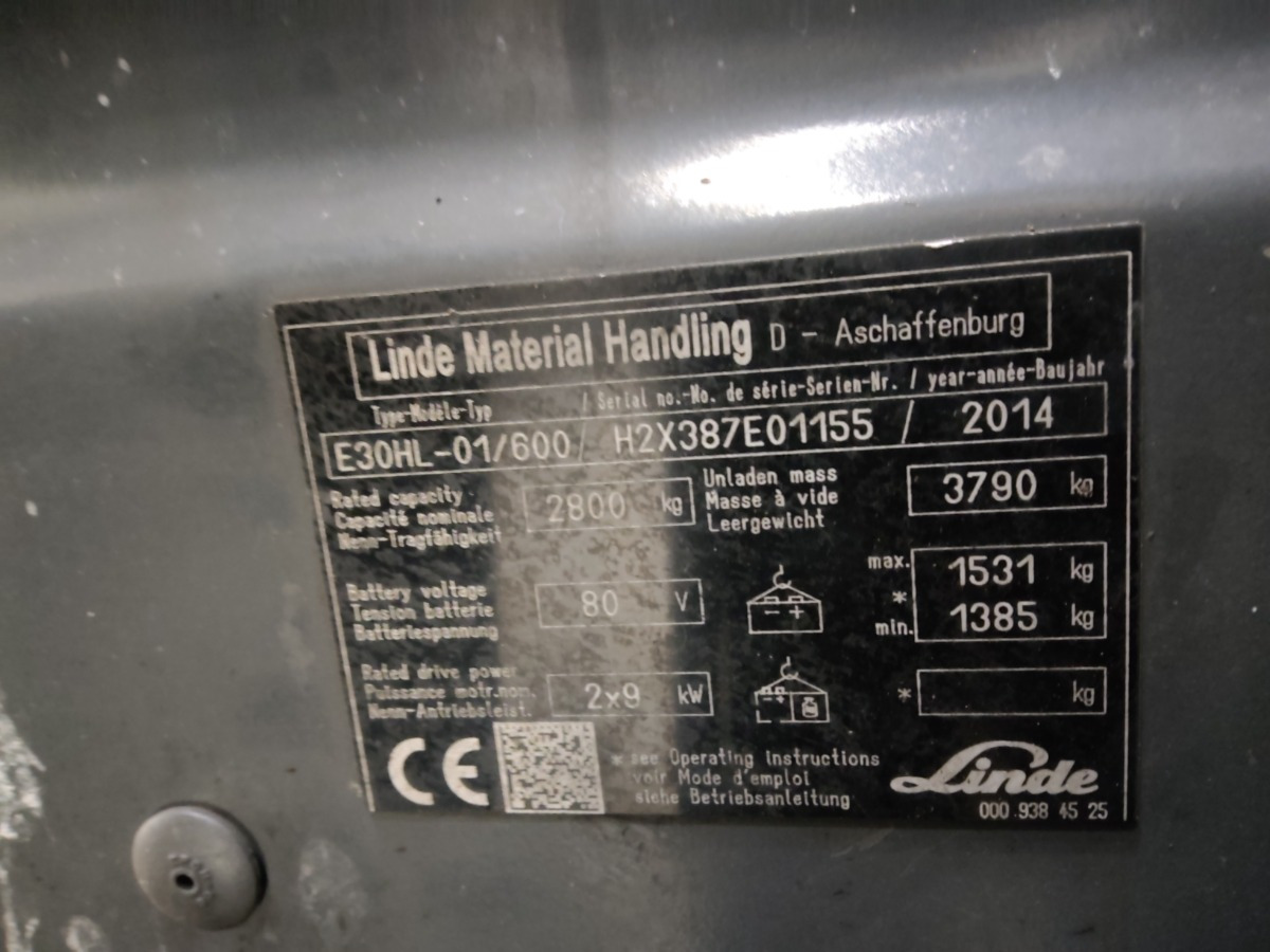 Električni viličar Linde E30HL-01/600: slika Električni viličar Linde E30HL-01/600