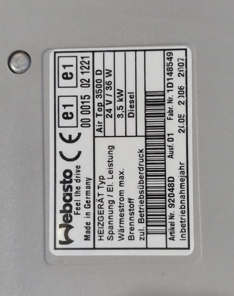 Sirocou Webasto Air Top 3500/5000 - Grijanje/ Ventilacija za Kamion: slika Sirocou Webasto Air Top 3500/5000 - Grijanje/ Ventilacija za Kamion Sirocou Webasto Air Top 3500/5000 - Grijanje/ Ventilacija za Kamion: slika Sirocou Webasto Air Top 3500/5000 - Grijanje/ Ventilacija za Kamion